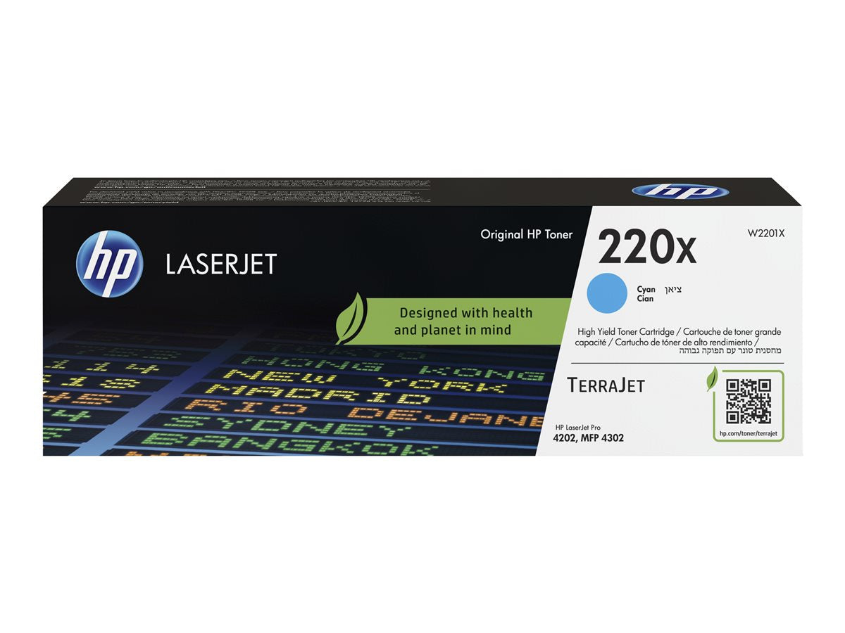 HP 220X - High Yield - cyan - original - LaserJet - box - toner cartridge (W2201X) - for Color LaserJet Pro 4201, MFP 4301, MFP 4303