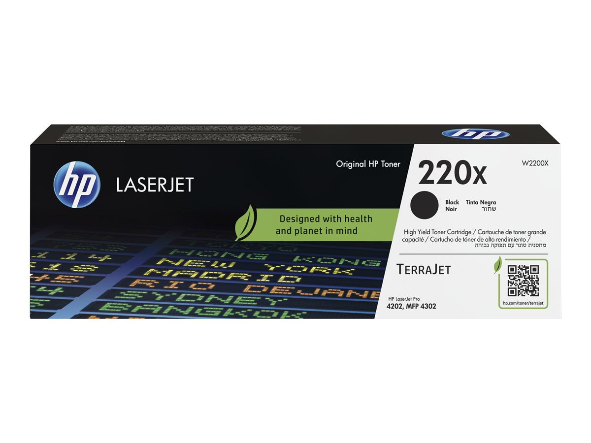 HP 220X - High Yield - black - original - LaserJet - box - toner cartridge (W2200X) - for Color LaserJet 4302fdwe, Color LaserJet Pro 4202dn, 4202dw, 4202dwe, 4302dw, 4302dwe