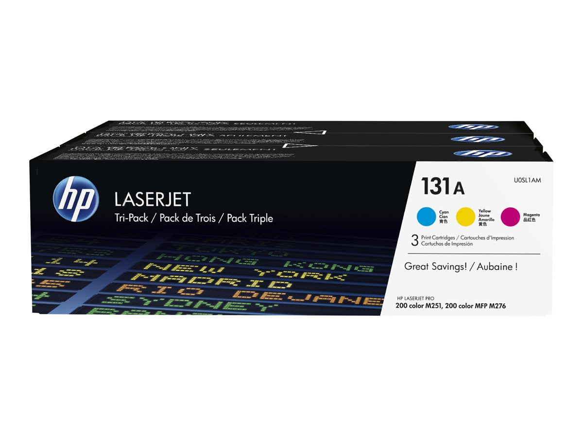HP 131A - U0SL1AM - 1 x Yellow,1 x Cyan,1 x Magenta - Toner cartridge - For LaserJet Pro 200 M251n, 200 M251nw, 200 M276nw, 200 MFP M276n, 200 MFP M276nw