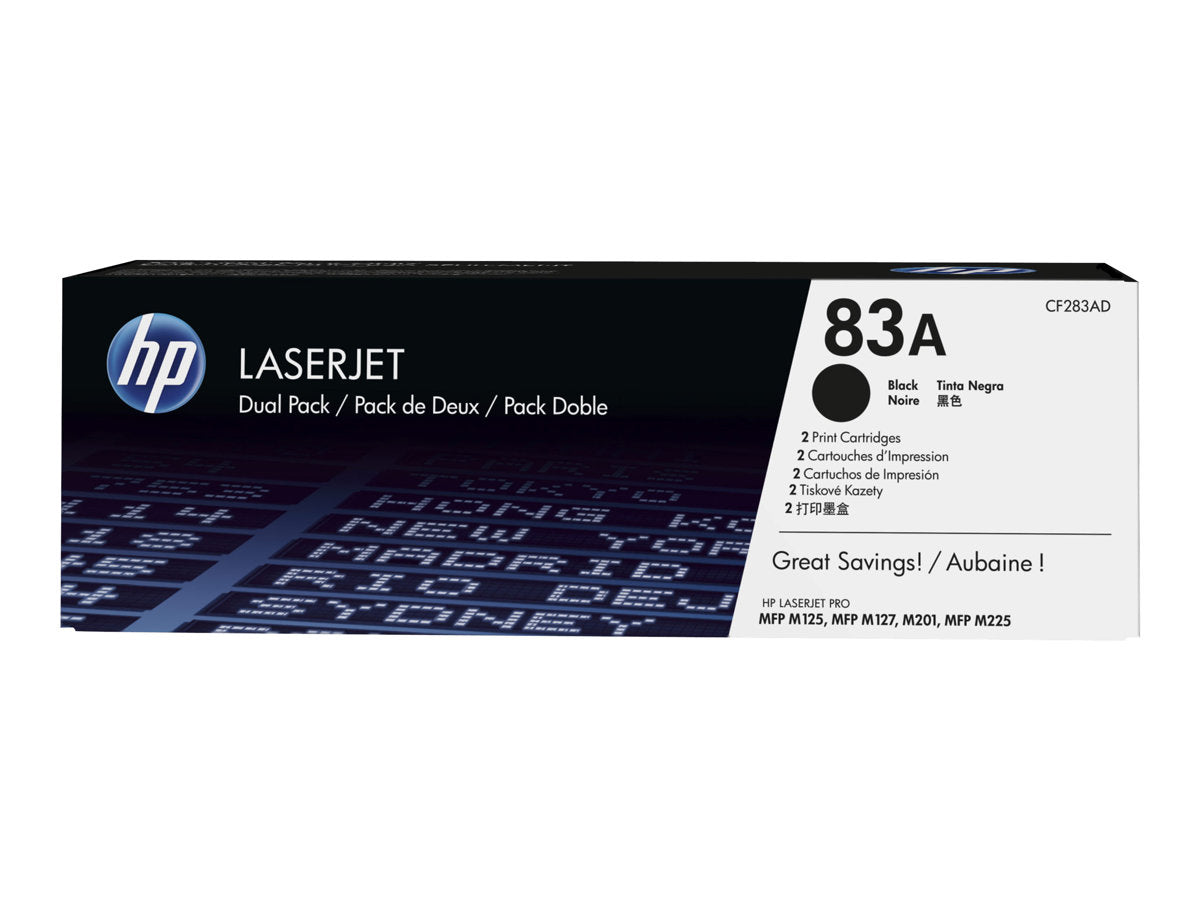 HP 83A - CF283AD - 2 x Black - Toner cartridge - For LaserJet Pro M201, MFP M125, MFP M127, MFP M225