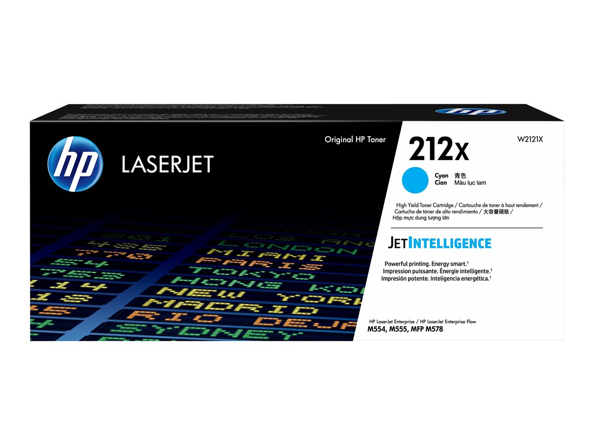 HP 212X - High Yield - cyan - original - LaserJet - toner cartridge (W2121X) - for Color LaserJet Enterprise M555, MFP M578, LaserJet Enterprise Flow MFP M578