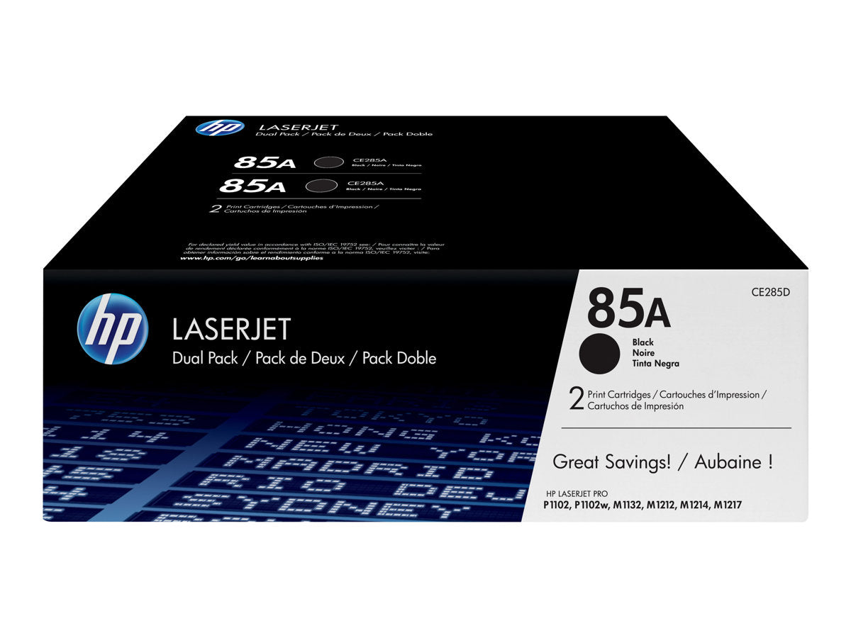 HP 85A - CE285AD - 2 x Black - Toner cartridge - For LaserJet Pro M1132, M1212, M1217, P1102, P1104, P1106, P1107, P1108, P1109
