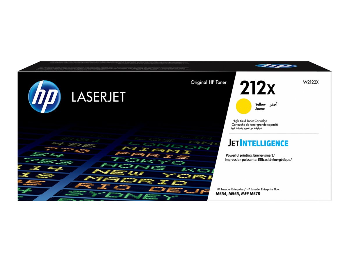 HP 212X - High Yield - yellow - original - LaserJet - toner cartridge (W2122X) - for Color LaserJet Enterprise M555, MFP M578, LaserJet Enterprise Flow MFP M578