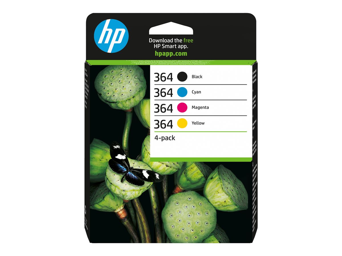 HP 364 - 4-pack - black, yellow, cyan, magenta - original - ink cartridge - for Deskjet 35XX, Photosmart 55XX, 55XX B111, 65XX, 7510 C311, 7520, Wireless B110