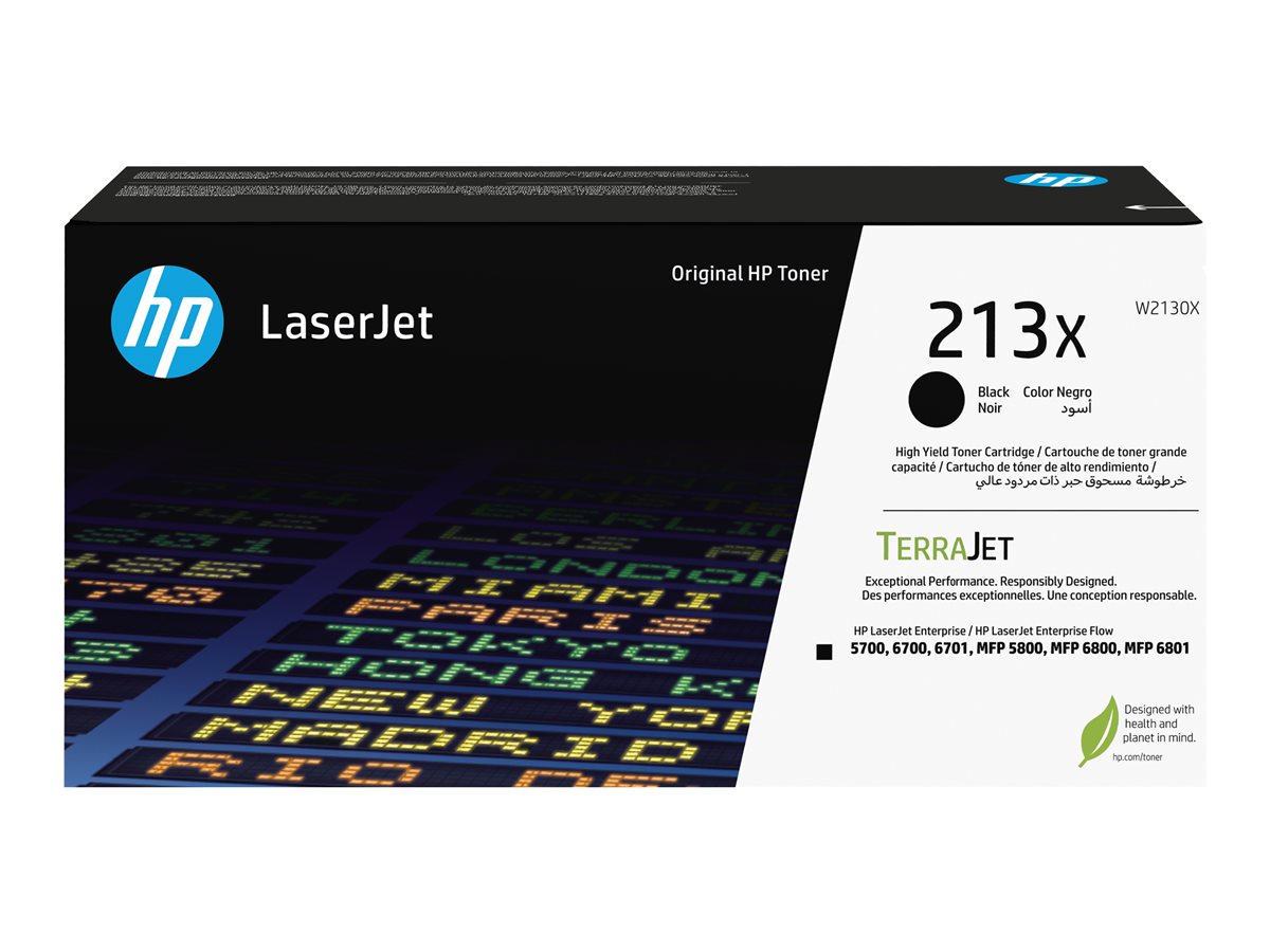 HP 213X - High Yield - black - original - LaserJet - toner cartridge (W2130X) - for Color LaserJet Enterprise 67XX, MFP 5800, LaserJet Enterprise Flow MFP 5800, MFP 6800