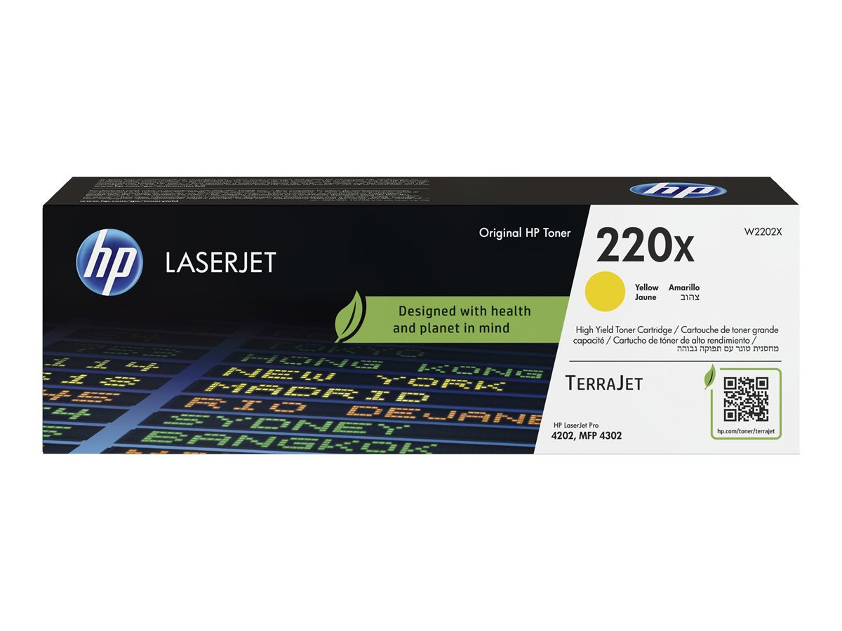 HP 220X - High Yield - yellow - original - LaserJet - box - toner cartridge (W2202X) - for Color LaserJet Pro 4201dn, 4201dne, 4201dw, 4201dwe, 4202dn, 4202dw, 4203dw