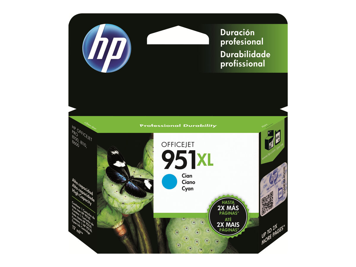 HP 951XL - CN046AE - 1 x Cyan - Ink cartridge - High Yield - For Officejet Pro 251dw, 276dw, 8100, 8600, 8600 N911a, 8610, 8620, 8625, 8630
