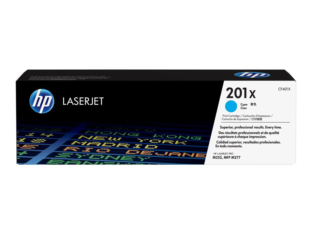 HP 201X - CF401X - 1 x Cyan - Toner cartridge - High Yield - For Color LaserJet M277dn, M277dw, Color LaserJet Pro M252dn, M252dw, M252n, M277dw, M277n