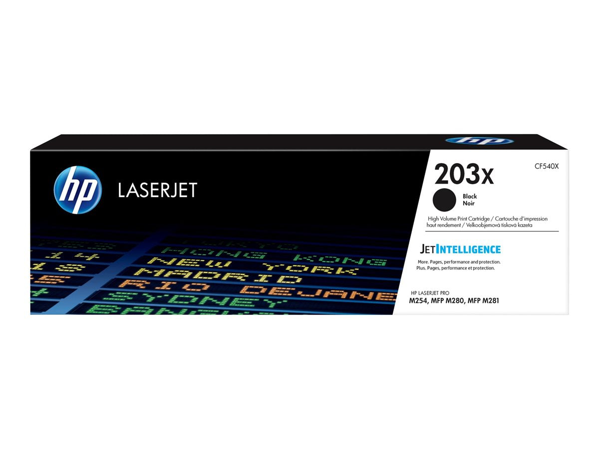 HP 203X High Yield Black Original LaserJet Toner Cartridge (CF540X) for Color LaserJet Pro M254, MFP M280