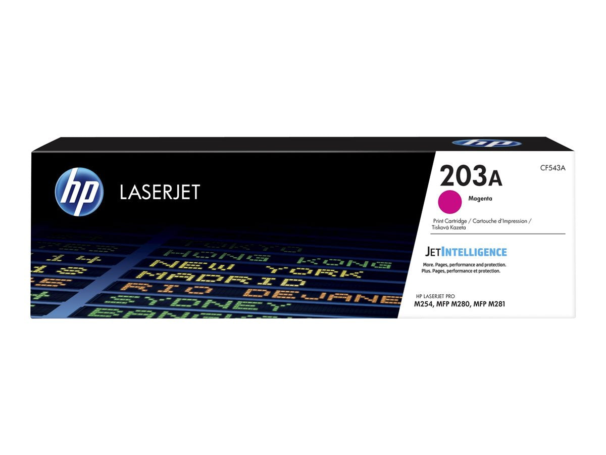 HP 203A Standard Yield Magenta Original LaserJet Toner Cartridge (CF543A) for Color LaserJet Pro M254, MFP M280