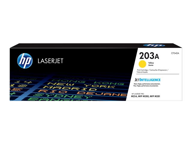 HP 203A Standard Yield Yellow Original LaserJet Toner Cartridge (CF542A) for Color LaserJet Pro M254, MFP M280