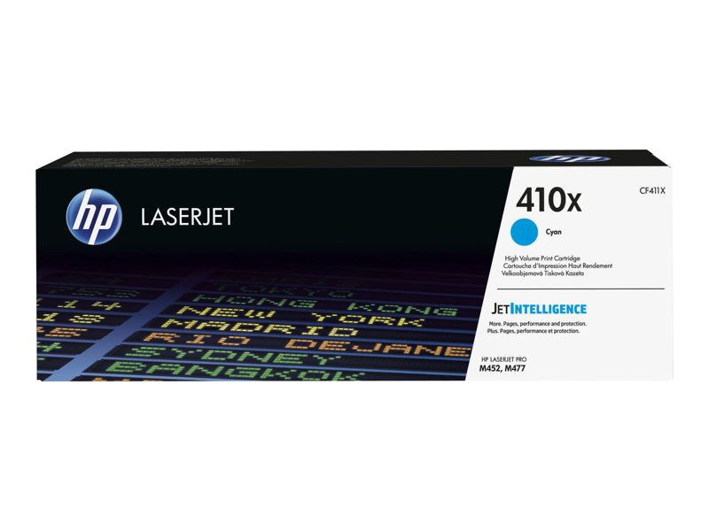 HP 410X High Yield Cyan Original LaserJet Toner Cartridge (CF411X) for M452, M377, M477