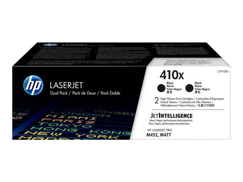 HP 410X High Yield Twin Pack Black Original LaserJet Toner Cartridge (CF410XD) for M452, M377, M477