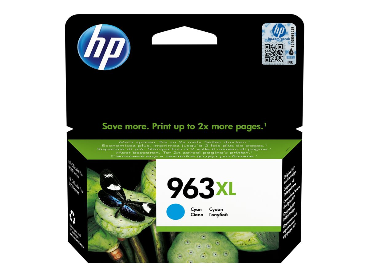 HP 963XL - 22.77 ml - High Yield - cyan - original - ink cartridge - for Officejet Pro 9010, 9012, 9014, 9015, 9016, 9019, 9020, 9022, 9025